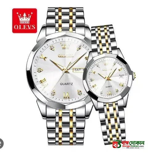 Olevs  Stainless Steel fashionable  Couple watches Silver - বাংলাদেশে সেরা দাম ও নতুন কালেকশন - গ্যালারি