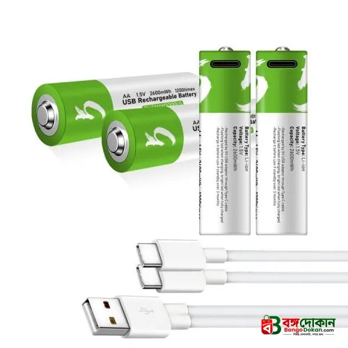 [Original] USB Type-C Fast Charging Rechargeable Battery AA  1.5V (4 piece Battery) - বাংলাদেশে সেরা দাম ও স্পেসিফিকেশন - বাংলাদেশে সেরা অফার ও দাম