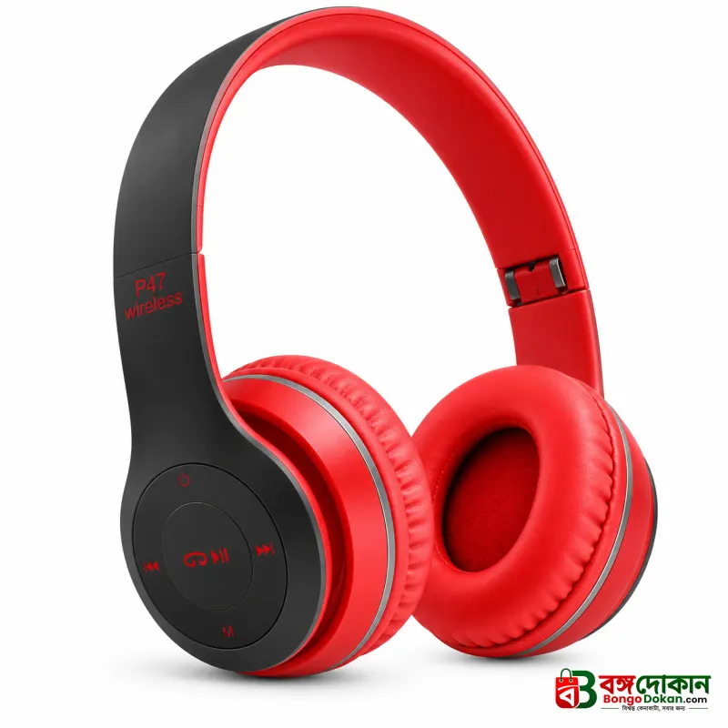 P47 Wireless Bluetooth Stereo Headphone – 40mm Driver Units, Dual Wired & Wireless Modes, Built-in FM Radio, TF Card Slot, 6H Playtime & Universal Compatibility for Gaming & Sports - বাংলাদেশে সেরা দাম ও স্পেসিফিকেশন - গ্যালারি