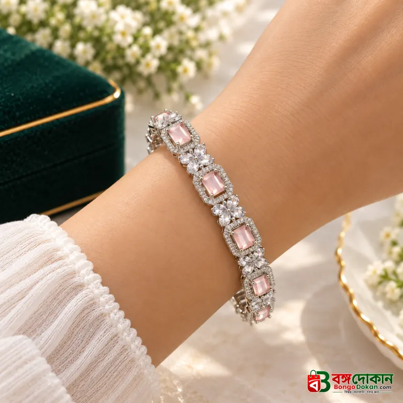 Pastel Pink American Diamond-Cut Premium Kada/Bangle Set (2 Pieces) - বাংলাদেশে সেরা দাম ও আকর্ষণীয় কালেকশন - বাংলাদেশে সেরা অফার ও দাম
