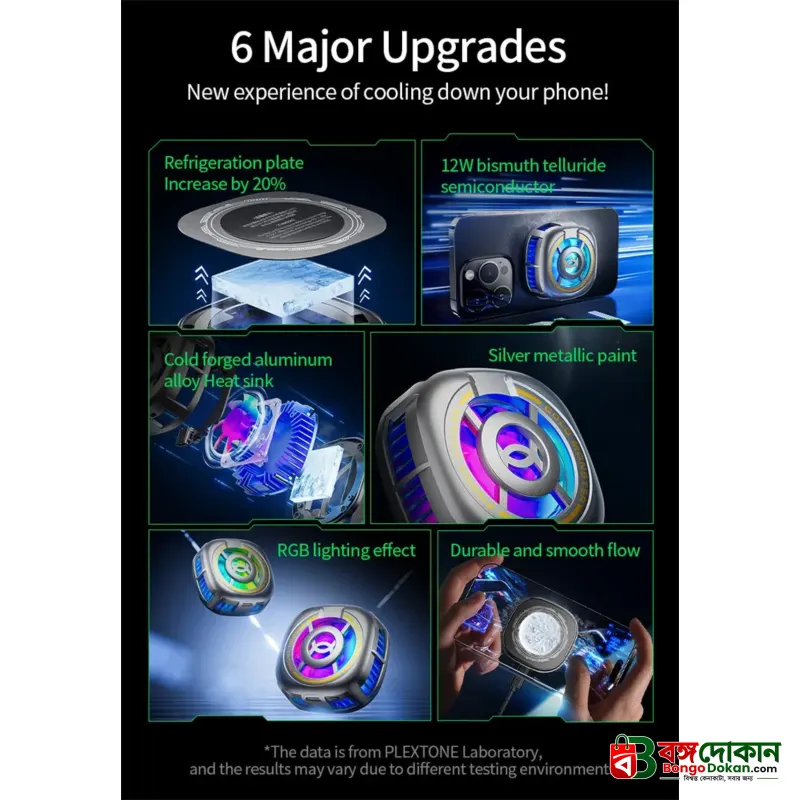 Plextone EX2 Ultra RGB Magnetic Mobile Phone Cooler – Advanced Semiconductor Refrigeration, Fast Cooling, MagSafe Compatible, Lightweight 63g & Silent High-Speed Fan for Gaming - বাংলাদেশে সেরা দাম ও স্পেসিফিকেশন - গ্যালারি