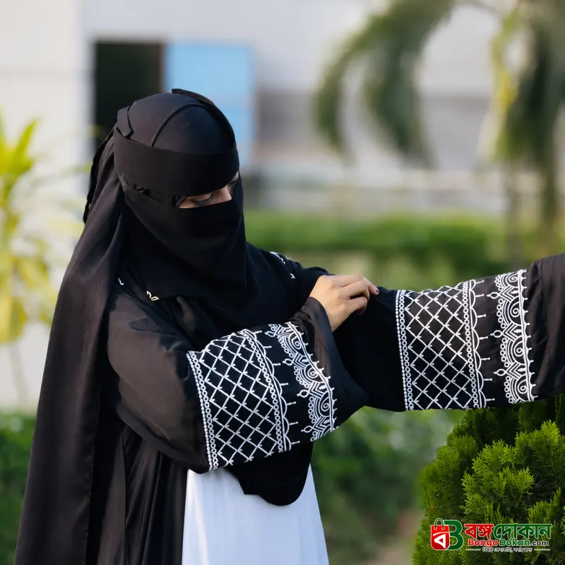Premium 3-Piece Dubai Fabric Abaya Set with Original Embroidery (Koti, Inner & Hijab) - বাংলাদেশে সেরা দাম ও আকর্ষণীয় কালেকশন - গ্যালারি