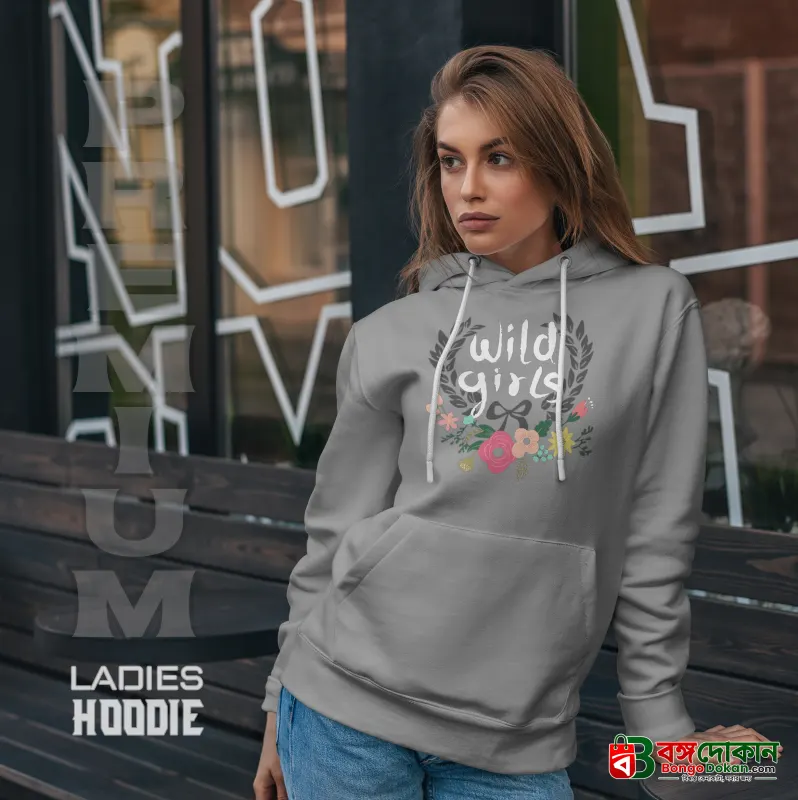 Premium Comfortable Printed Ladies Winter Hoodie ( Ash) - বাংলাদেশে সেরা দাম ও উইন্টার কালেকশন - গ্যালারি