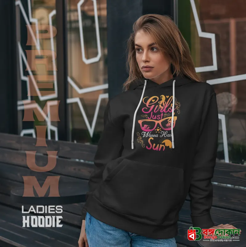 Premium Comfortable Printed Ladies Winter Hoodie ( Black) - বাংলাদেশে সেরা দাম ও উইন্টার কালেকশন - গ্যালারি