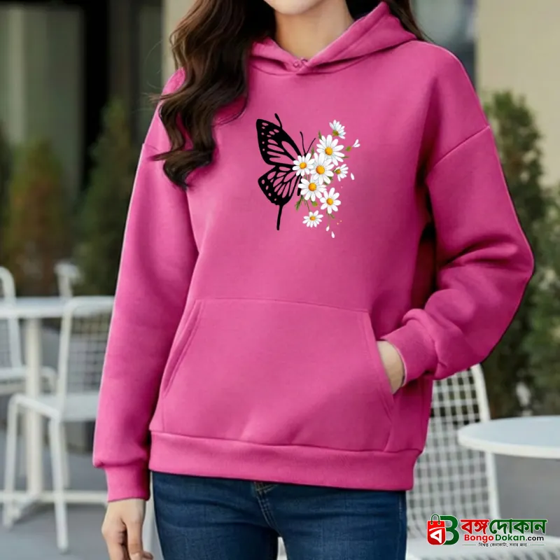 Premium Comfortable Printed Ladies Winter Hoodie - বাংলাদেশে সেরা দাম ও উইন্টার কালেকশন - বাংলাদেশে সেরা অফার ও দাম