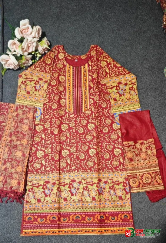 Premium Cotton Block and Digital Print Three-Piece Set - বাংলাদেশে সেরা দাম ও আকর্ষণীয় কালেকশন - গ্যালারি