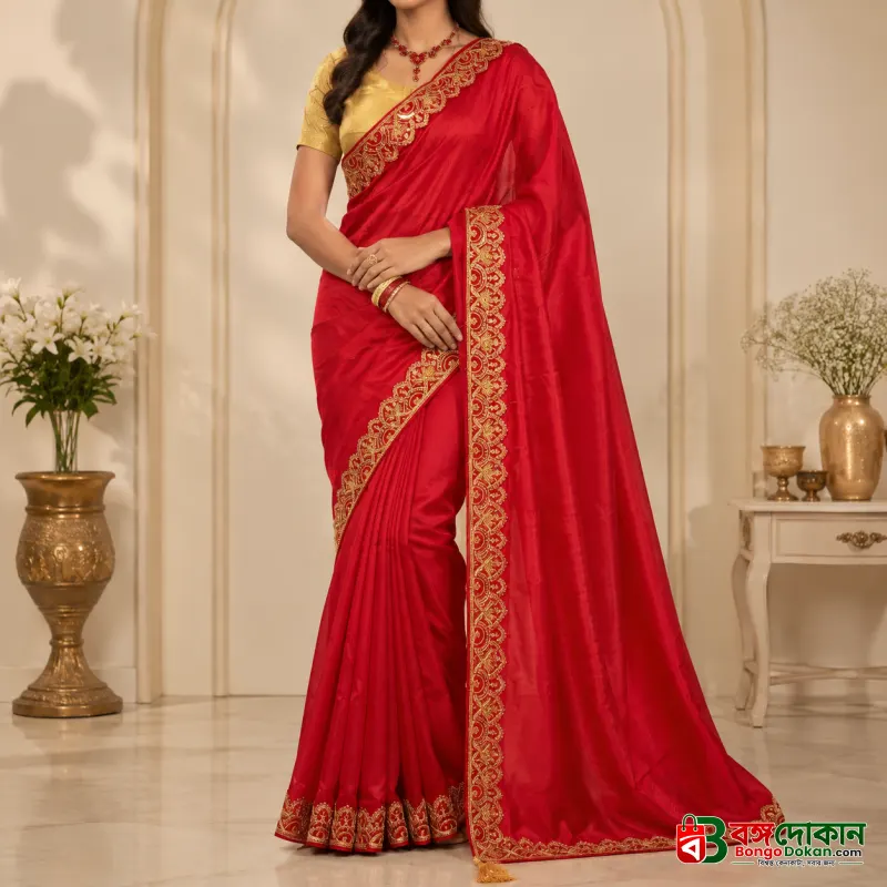 Premium Dupion Silk Saree with Blouse Piece | Soft & Elegant Traditional Wear for Wedding, Eid & Party - বাংলাদেশে সেরা দাম ও আকর্ষণীয় কালেকশন - বাংলাদেশে সেরা অফার ও দাম