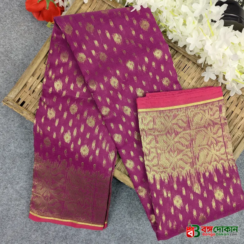 Premium Half Silk Jamdani Saree Combo Set - Purple - বাংলাদেশে সেরা দাম ও আকর্ষণীয় কালেকশন - গ্যালারি