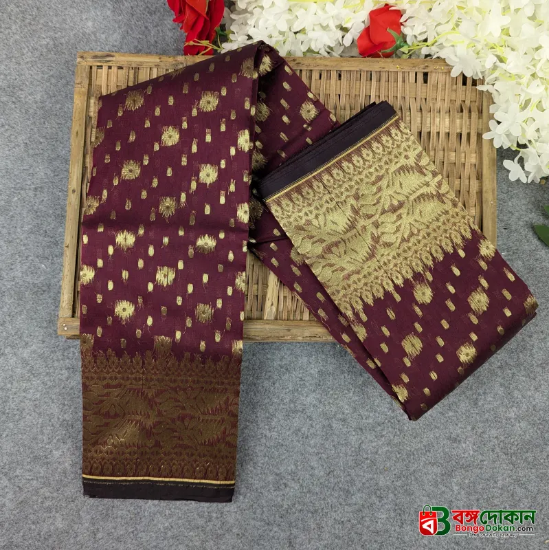 Premium Half Silk Jamdani Saree Combo Set - Maroon - বাংলাদেশে সেরা দাম ও আকর্ষণীয় কালেকশন - গ্যালারি