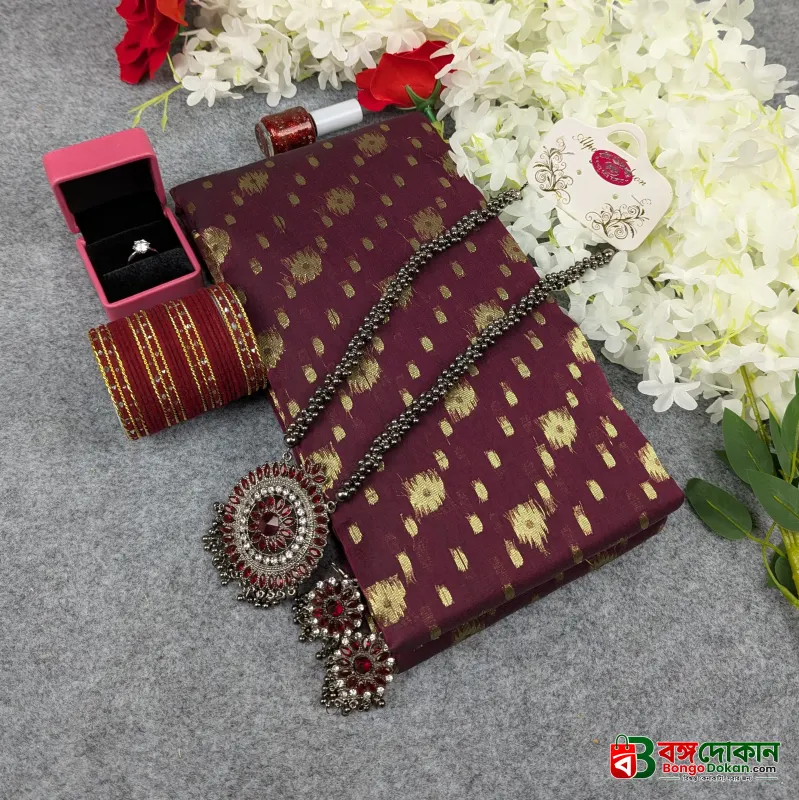 Premium Half Silk Jamdani Saree Combo Set - Maroon - বাংলাদেশে সেরা দাম ও আকর্ষণীয় কালেকশন - গ্যালারি