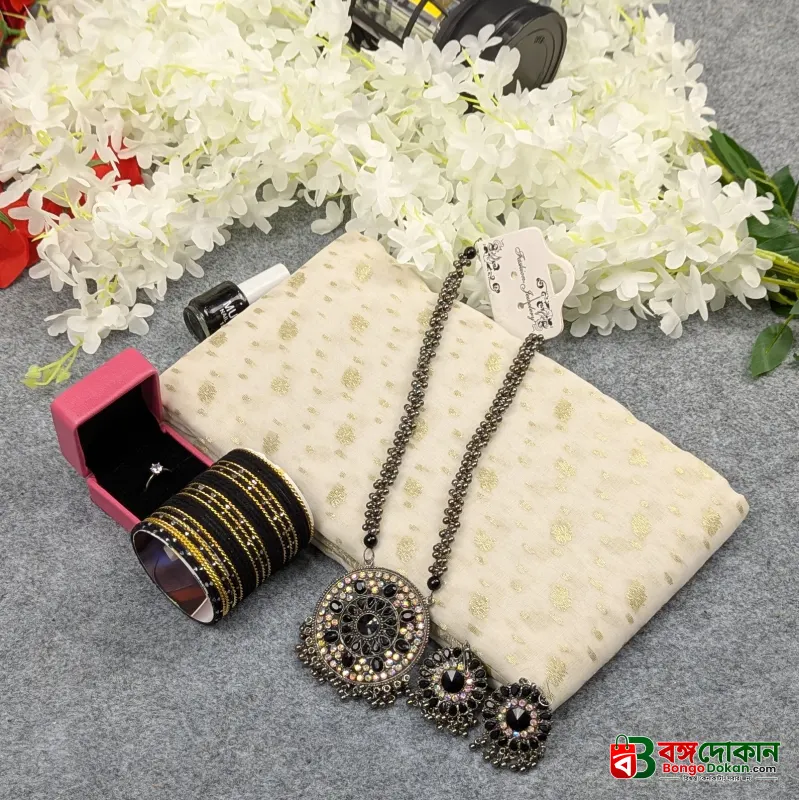 Premium Half Silk Jamdani Saree Combo Set - OFF-White - বাংলাদেশে সেরা দাম ও আকর্ষণীয় কালেকশন - গ্যালারি