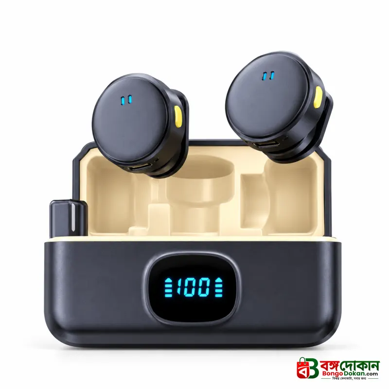 Premium Magnetic Dual Wireless Lavalier Microphone – Smart Charging Case with Digital Display, ENC Noise Cancellation & Plug-and-Play Mic for Vlogging, Interviews & Streaming - বাংলাদেশে সেরা দাম ও স্পেসিফিকেশন - গ্যালারি