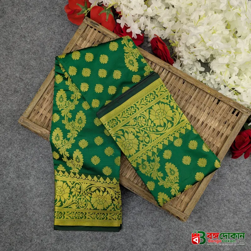Premium Silk Katan Saree Combo Set - Green - বাংলাদেশে সেরা দাম ও আকর্ষণীয় কালেকশন - গ্যালারি