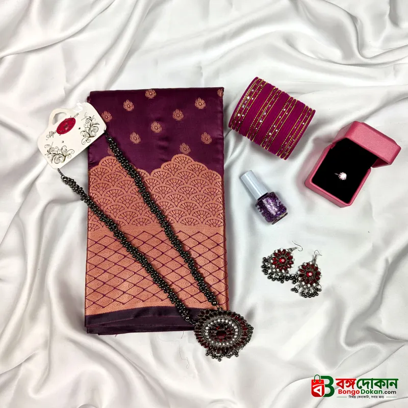 Premium Silk Katan Saree Combo Pack – Onion - বাংলাদেশে সেরা দাম ও আকর্ষণীয় কালেকশন - গ্যালারি