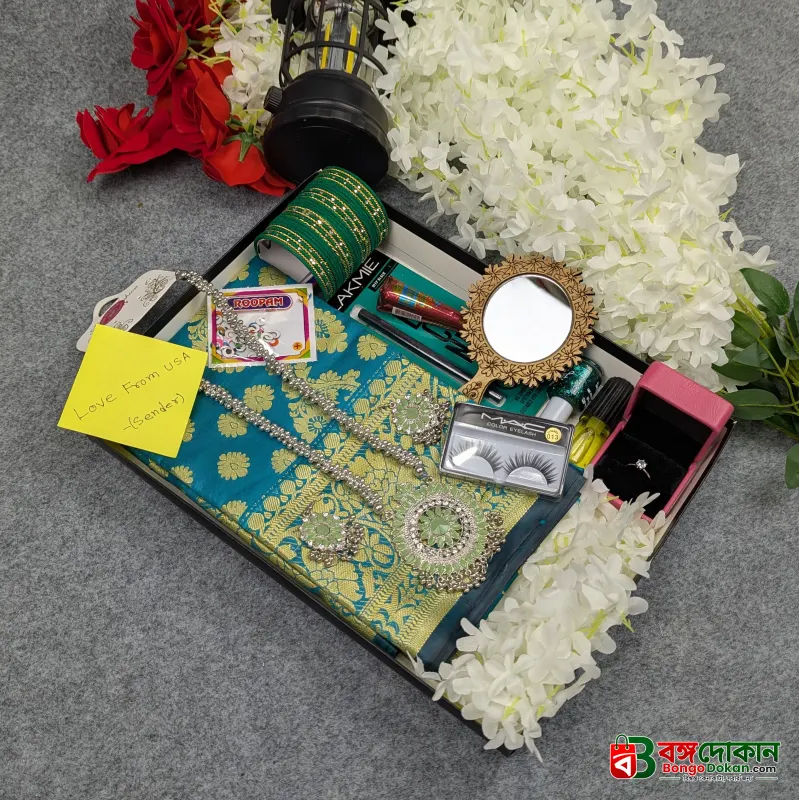 Premium Silk Katan Saree Combo Set - Ocean Green - বাংলাদেশে সেরা দাম ও আকর্ষণীয় কালেকশন - গ্যালারি