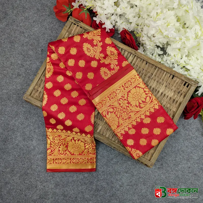 Premium Silk Katan Saree Combo Set - Red - বাংলাদেশে সেরা দাম ও আকর্ষণীয় কালেকশন - গ্যালারি