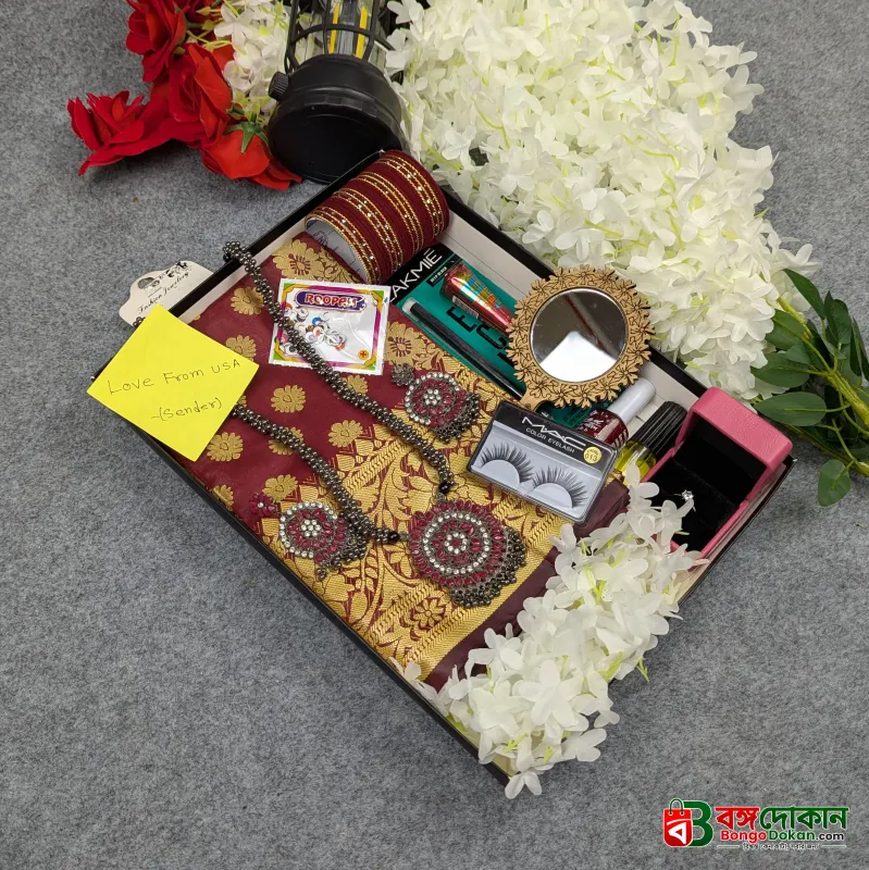 Premium Silk Katan Saree Combo Set - Maroon - বাংলাদেশে সেরা দাম ও আকর্ষণীয় কালেকশন - গ্যালারি