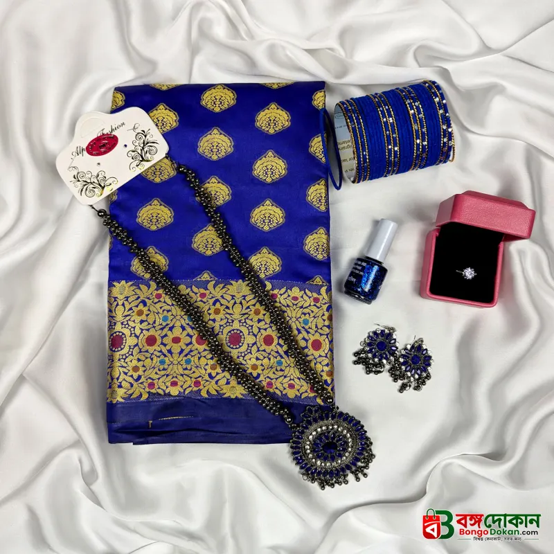 Premium Silk Katan Saree Combo Pack – Blue - বাংলাদেশে সেরা দাম ও আকর্ষণীয় কালেকশন - গ্যালারি