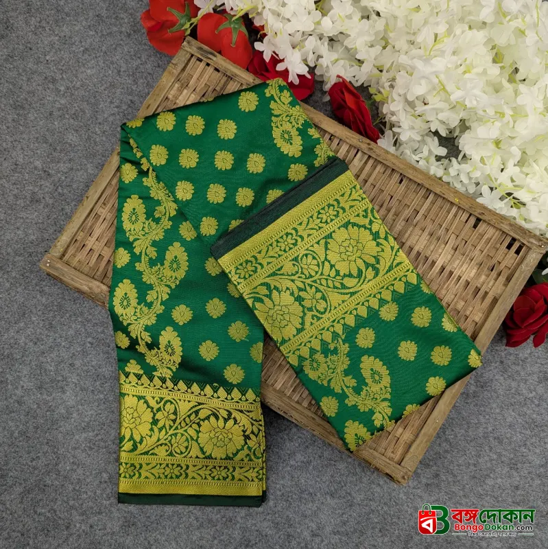 Premium Silk Katan Saree (Ocean Green, Sky Blue, Purple, Red, Green) - বাংলাদেশে সেরা দাম ও আকর্ষণীয় কালেকশন - গ্যালারি