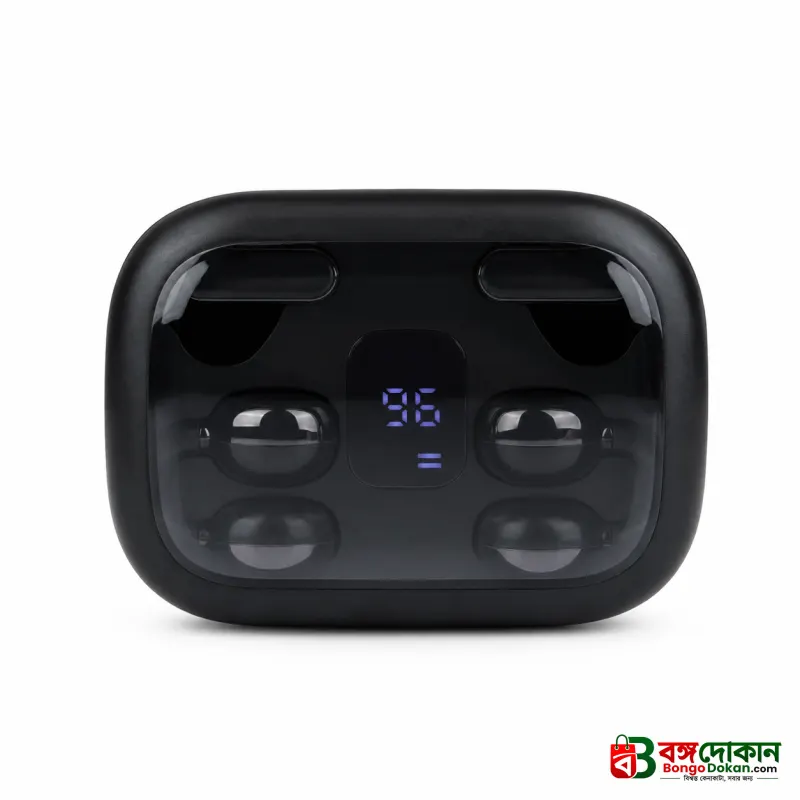Q10 HiFi Stereo Sports Wireless Earbuds (2 Pairs) – 4-in-1 Combo Set with In-Ear & Open-Ear Clip Design, Bluetooth 5.4, LED Digital Display & IPX4 Waterproof - বাংলাদেশে সেরা দাম ও স্পেসিফিকেশন - গ্যালারি