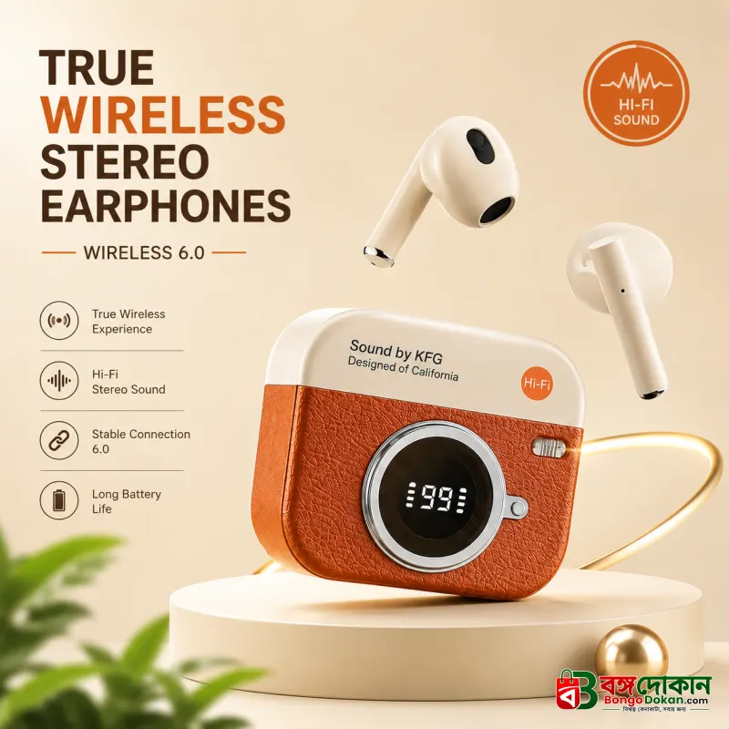 Q86 Retro Camera Design True Wireless Earbuds – Bluetooth 5.4 TWS with Leather Texture, Digital LED Display, Low Latency Gaming & ENC Noise Reduction - বাংলাদেশে সেরা দাম ও স্পেসিফিকেশন - বাংলাদেশে সেরা অফার ও দাম