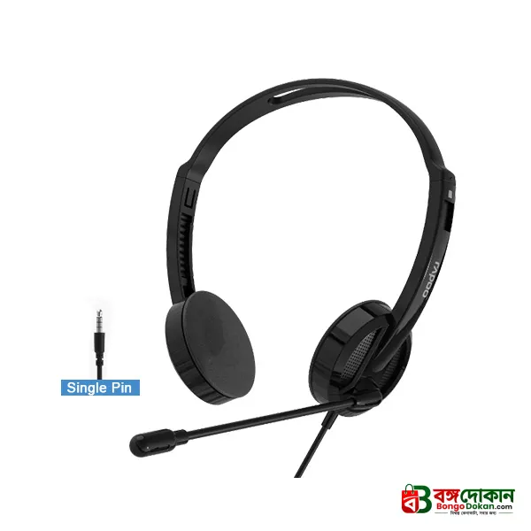 Rapoo H101 Wired Stereo Headphone (Black) – Lightweight On-Ear Headset with High-Quality Stereo Sound, Flexible Rotary Microphone, 3.5mm Jack & 1-Year Warranty - বাংলাদেশে সেরা দাম ও স্পেসিফিকেশন - গ্যালারি