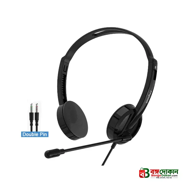 Rapoo H102 Wired Stereo Headphone (Black) – On-Ear Headset with Clear Stereo Sound, Flexible Rotary Microphone, Dual 3.5mm Audio Jacks & 1-Year Warranty - বাংলাদেশে সেরা দাম ও স্পেসিফিকেশন - গ্যালারি