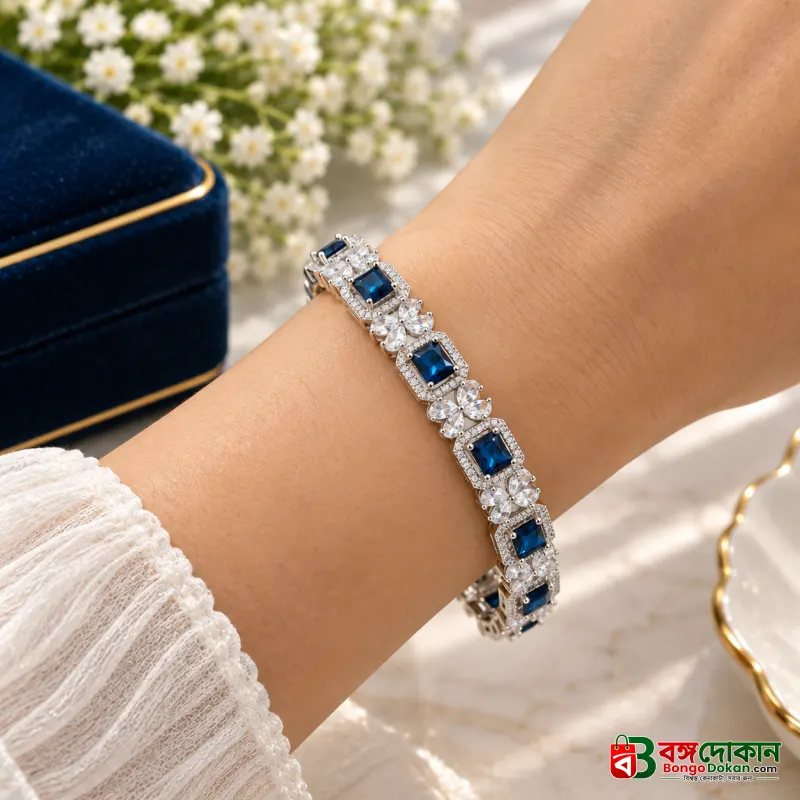 Royal Blue American Diamond-Cut Premium Kada/Bangle Set (2 Pieces) - বাংলাদেশে সেরা দাম ও আকর্ষণীয় কালেকশন - বাংলাদেশে সেরা অফার ও দাম
