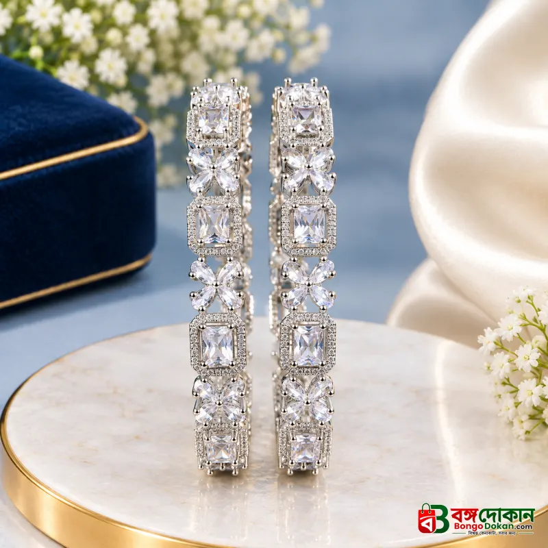 Royal Silver American Diamond Bangle Set - বাংলাদেশে সেরা দাম ও আকর্ষণীয় কালেকশন - গ্যালারি