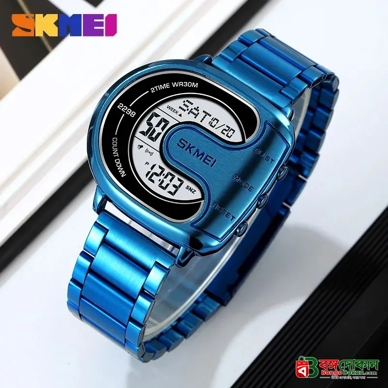 SKMEI 2298 Digital Stainless Steel Luminous Men’s Watch (Blue) - বাংলাদেশে সেরা দাম ও নতুন কালেকশন - গ্যালারি