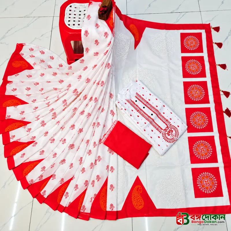 Special Puja Collection: Traditional Alpana Print Couple Set - বাংলাদেশে সেরা দাম ও আকর্ষণীয় কালেকশন - বাংলাদেশে সেরা অফার ও দাম