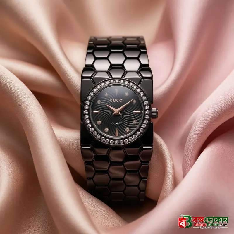 Stylish Black Ladies Quartz Watch with Crystal Bezel – Premium Bracelet Design - বাংলাদেশে সেরা দাম ও আকর্ষণীয় কালেকশন - বাংলাদেশে সেরা অফার ও দাম
