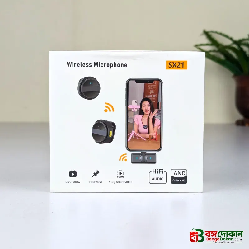 SX21-New 2-in-1 Wireless Lavalier Microphone – Dual Mic Setup for Crystal Clear Mobile Recording - বাংলাদেশে সেরা দাম ও স্পেসিফিকেশন - গ্যালারি