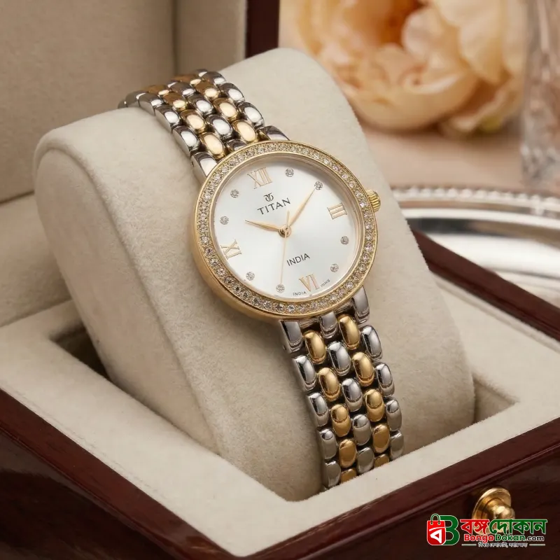 Titan Two-Tone Crystal Roman Dial Men's Watch – Quartz Analog Movement, 3ATM Water Resistant, Scratch-Resistant Mineral Glass, Stainless Steel Strap with Free Chain Cutter & Gift Box - বাংলাদেশে সেরা দাম ও নতুন কালেকশন - গ্যালারি