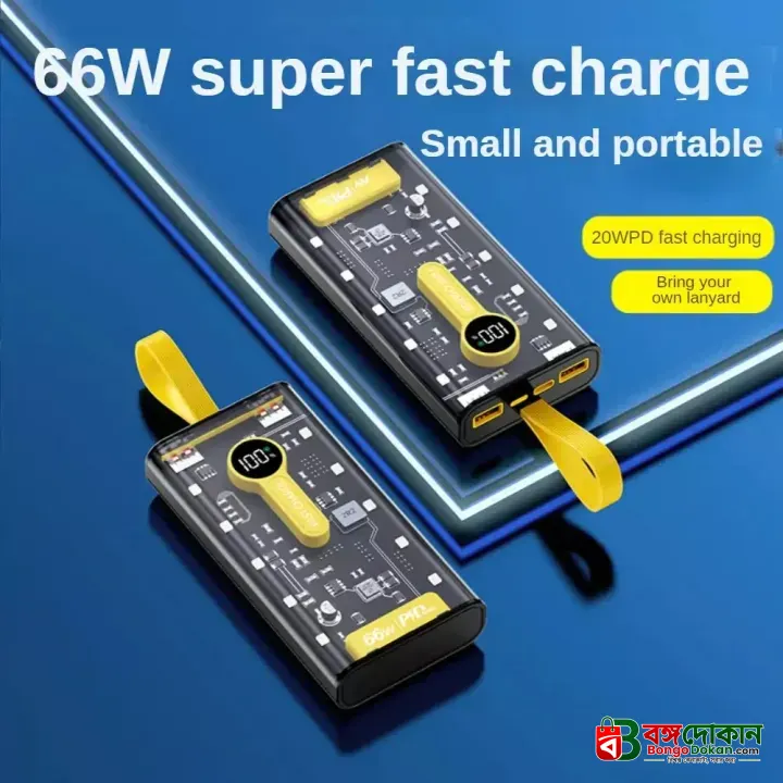 Transparent 66W High-Speed Power Bank 20000mAh – PD 22W Fast Charging Portable Charger with Digital LED Display & Multi-Device Support - বাংলাদেশে সেরা দাম ও স্পেসিফিকেশন - গ্যালারি