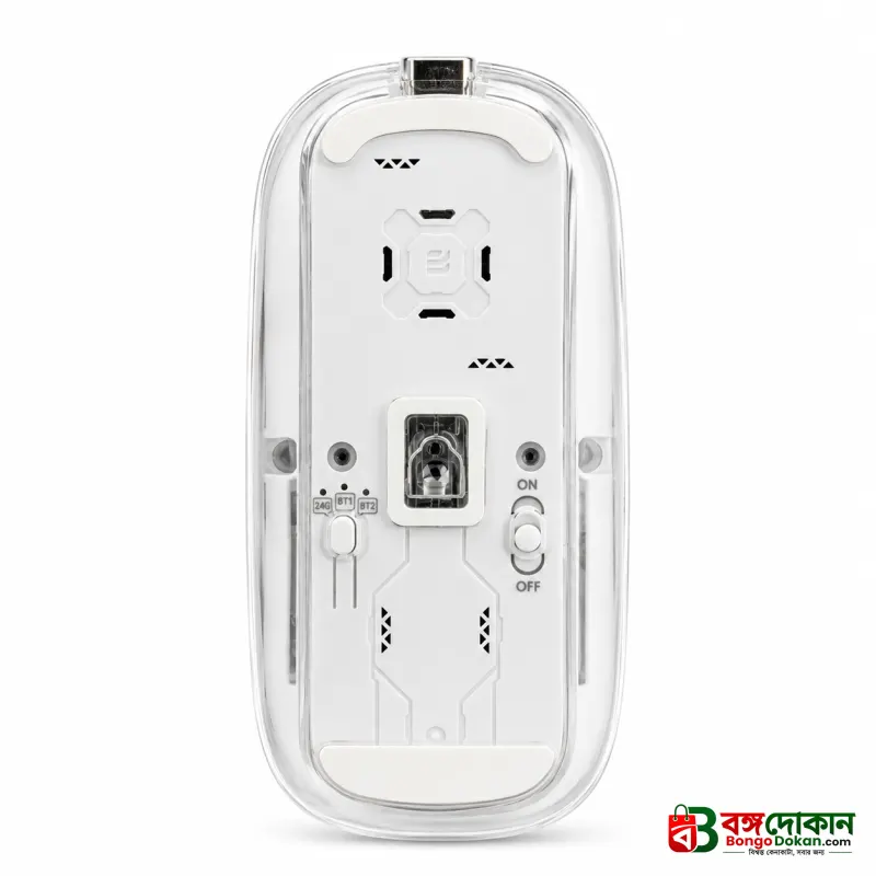 Transparent Wireless Mouse – Tri-Mode 2.4G & Bluetooth 5.3 Ergonomic Optical Mouse with Type-C Rechargeable Battery, Adjustable 1600 DPI, RGB Breathing Light & Desktop Return Button - বাংলাদেশে সেরা দাম ও স্পেসিফিকেশন - গ্যালারি