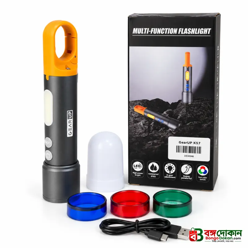 Traveller Light LED Torch – 500 Lumen Portable Tactical Flashlight with 1200mAh Battery, Optical Zoom, 9 Lighting Modes, IP65 Waterproof & USB-C Charging - বাংলাদেশে সেরা দাম ও স্পেসিফিকেশন - গ্যালারি