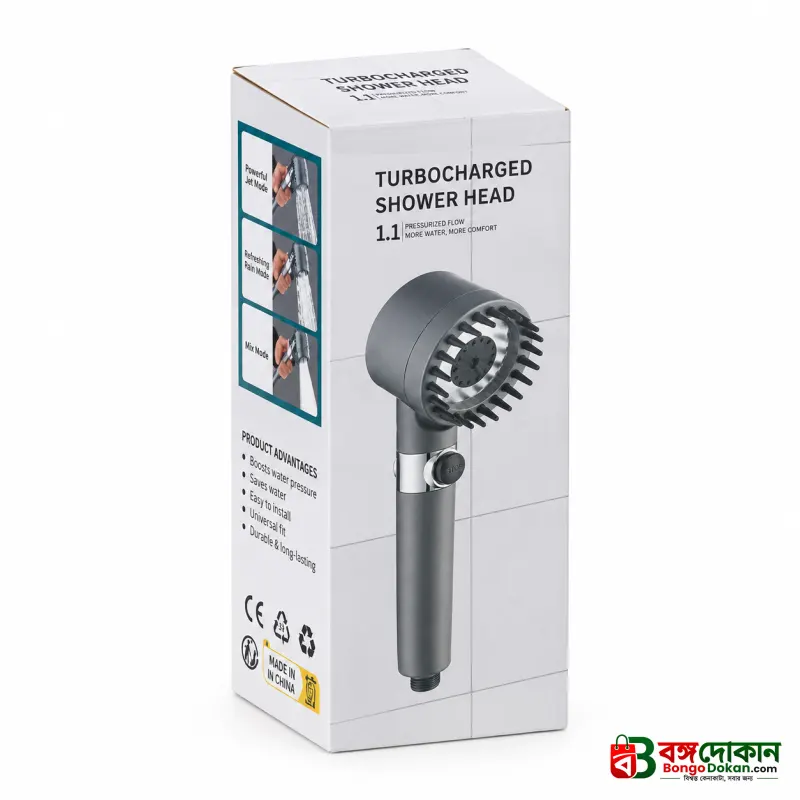 Turbocharged Shower Head – High-Pressure Propeller Bath Shower with PP Cotton Filter, Silicone Massage Brushes, Water Saving Stop Button & 360° Rotation - বাংলাদেশে সেরা দাম ও স্পেসিফিকেশন - গ্যালারি