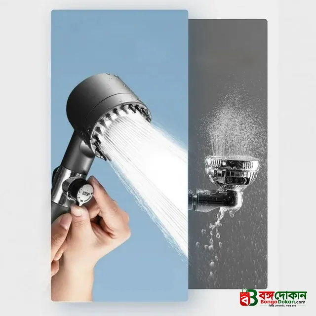Turbocharged Shower Head – High-Pressure Propeller Bath Shower with PP Cotton Filter, Silicone Massage Brushes, Water Saving Stop Button & 360° Rotation - বাংলাদেশে সেরা দাম ও স্পেসিফিকেশন - গ্যালারি