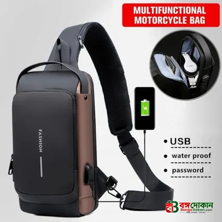 USB charging sport sling Anti-theft shoulder bag (brown shape ) - বাংলাদেশে সেরা দাম ও লাইফস্টাইল কালেকশন - গ্যালারি