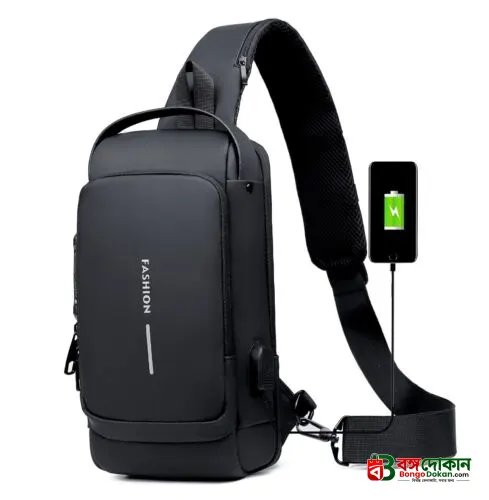 USB charging sport sling Anti-theft shoulder bag (Black) - বাংলাদেশে সেরা দাম ও লাইফস্টাইল কালেকশন - বাংলাদেশে সেরা অফার ও দাম