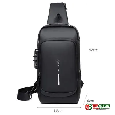 USB charging sport sling Anti-theft shoulder bag (Black) - বাংলাদেশে সেরা দাম ও লাইফস্টাইল কালেকশন - গ্যালারি