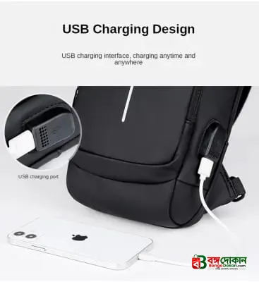 USB charging sport sling Anti-theft shoulder bag (Black) - বাংলাদেশে সেরা দাম ও লাইফস্টাইল কালেকশন - গ্যালারি