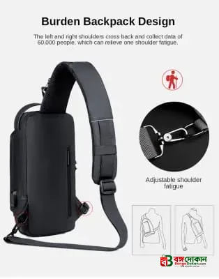 USB charging sport sling Anti-theft shoulder bag (Black) - বাংলাদেশে সেরা দাম ও লাইফস্টাইল কালেকশন - গ্যালারি