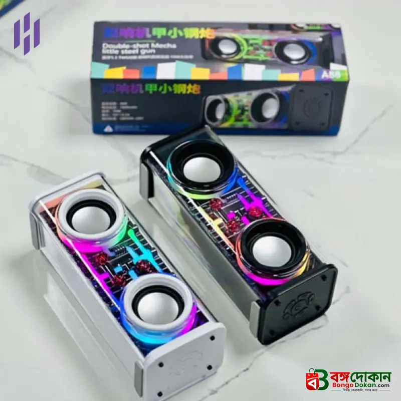 V8 Transparent Mechanical TWS Wireless Bluetooth Speaker – Futuristic See-Through Design, Subwoofer Stereo Sound, RGB LED Lights & 1800mAh Battery - বাংলাদেশে সেরা দাম ও স্পেসিফিকেশন - গ্যালারি