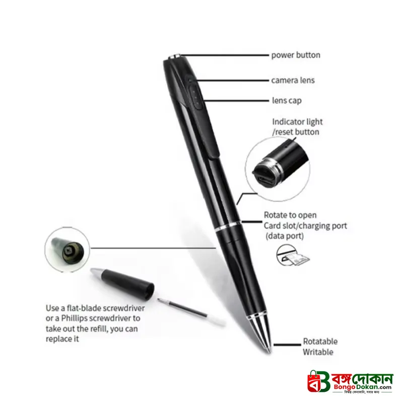 W8 Mini FHD Portable 1080P Hidden Spy Pen Camera Camcorder – 150 Min Battery Backup, Secret Video Recorder, Photo Capture & Working Ballpoint Pen - বাংলাদেশে সেরা দাম ও স্পেসিফিকেশন - গ্যালারি