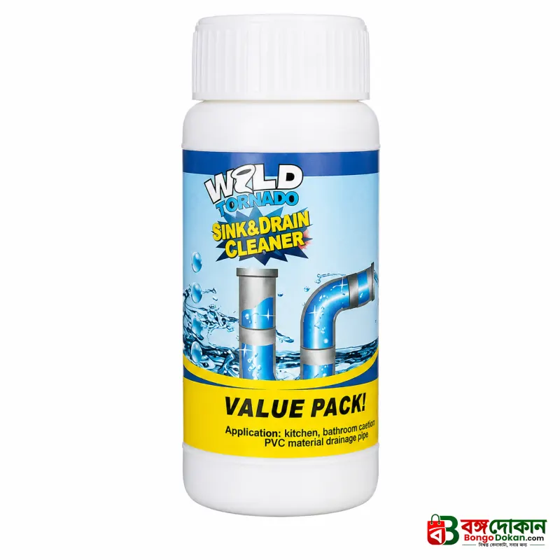 Wild Tornado Powerful Drain Cleaner Powder – Fast-Acting Pipe Dredging Agent for Clogged Kitchen Sinks, Bathrooms, Grease & Hair Removal - বাংলাদেশে সেরা দাম ও লাইফস্টাইল কালেকশন - গ্যালারি