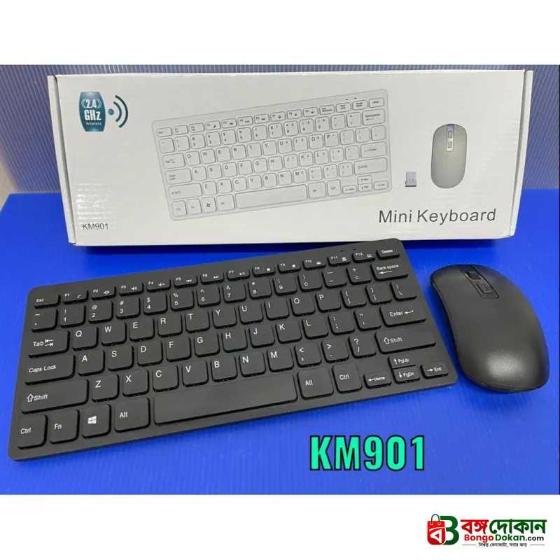 Wireless Keyboard and Mouse Set KM901 (New) – 2.4GHz Reliable Wireless Connectivity, Ergonomic Design, Plug-and-Play Combo for Home & Office Productivity - বাংলাদেশে সেরা দাম ও স্পেসিফিকেশন - গ্যালারি