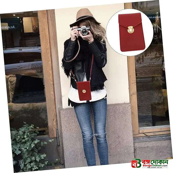 Women's PU Leather Phone Holder With Neck Strap Wallets Touch Screen Bags(Red) - বাংলাদেশে সেরা দাম ও আকর্ষণীয় কালেকশন - গ্যালারি