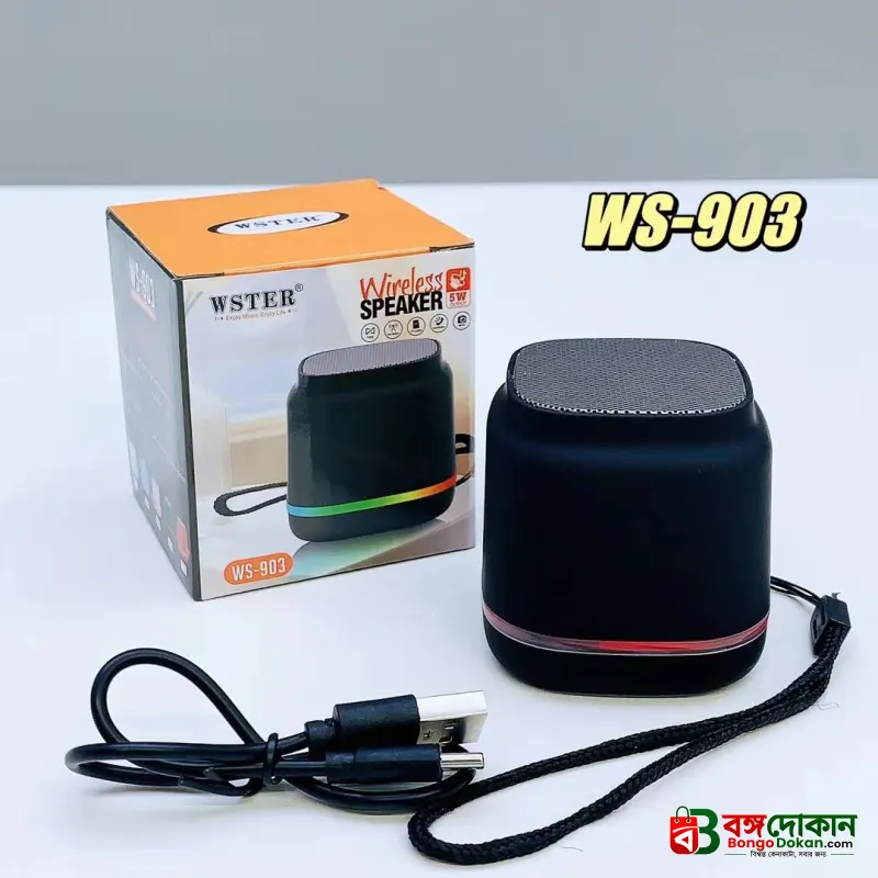 WSTER WS-903 Colorful Lighting Mini Wireless Speaker – 5W Portable Bluetooth Speaker with RGB LED Lights, 500mAh Battery & 3-6H Playtime - বাংলাদেশে সেরা দাম ও স্পেসিফিকেশন - গ্যালারি